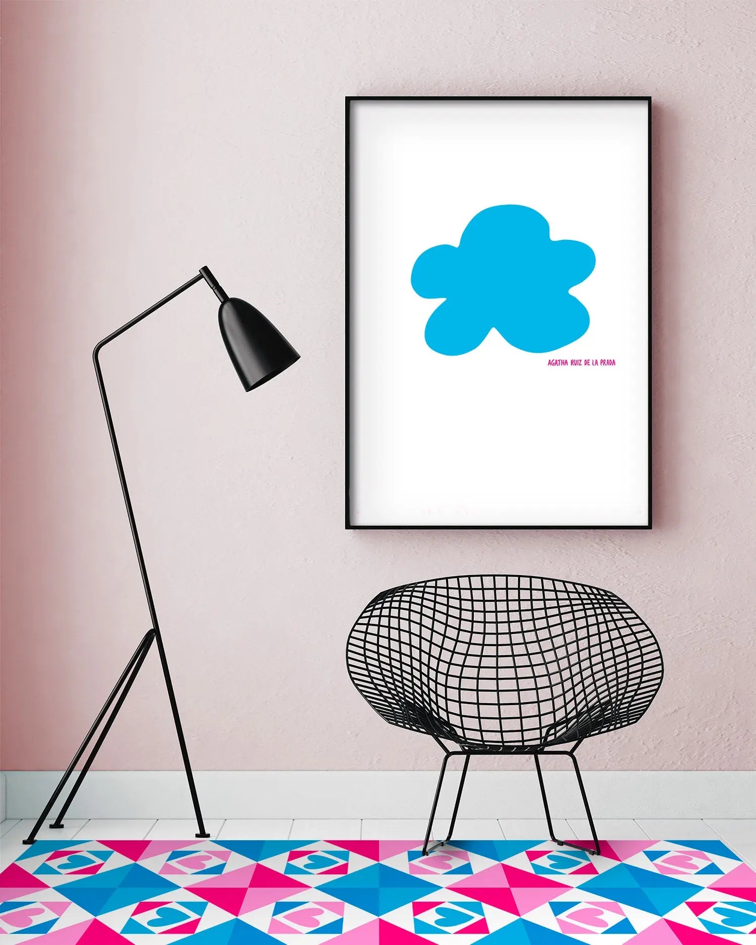 Alfombra Agatha Ruiz de la Prada Baldosas Corazones Azul y Rosa Home & Living