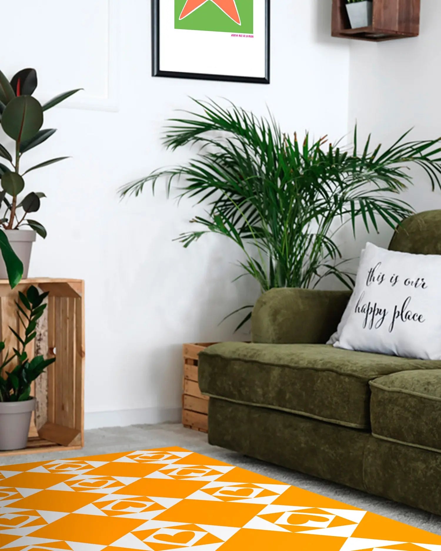 Alfombra Agatha Ruiz de la Prada Baldosas Corazones Naranja Home & Living