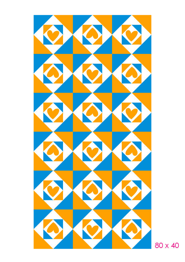 Alfombra Agatha Ruiz de la Prada Baldosas Corazones Naranja y Azul Home & Living