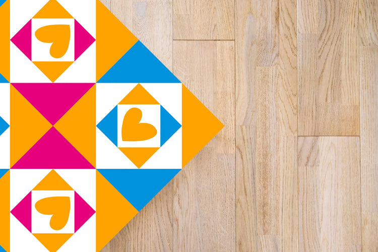 Alfombra Agatha Ruiz de la Prada Baldosas Corazones Naranja, Azul y Rosa Home & Living