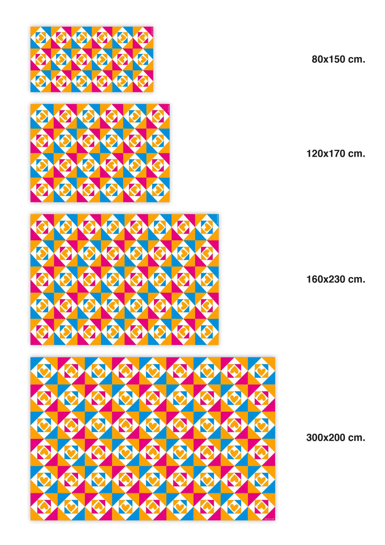Alfombra Agatha Ruiz de la Prada Baldosas Corazones Naranja, Azul y Rosa Home & Living