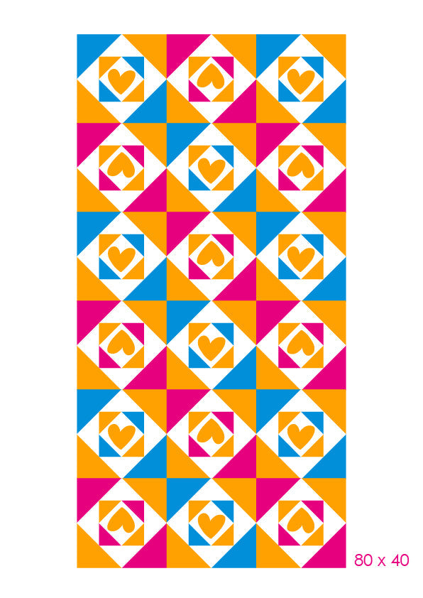 Alfombra Agatha Ruiz de la Prada Baldosas Corazones Naranja, Azul y Rosa Home & Living