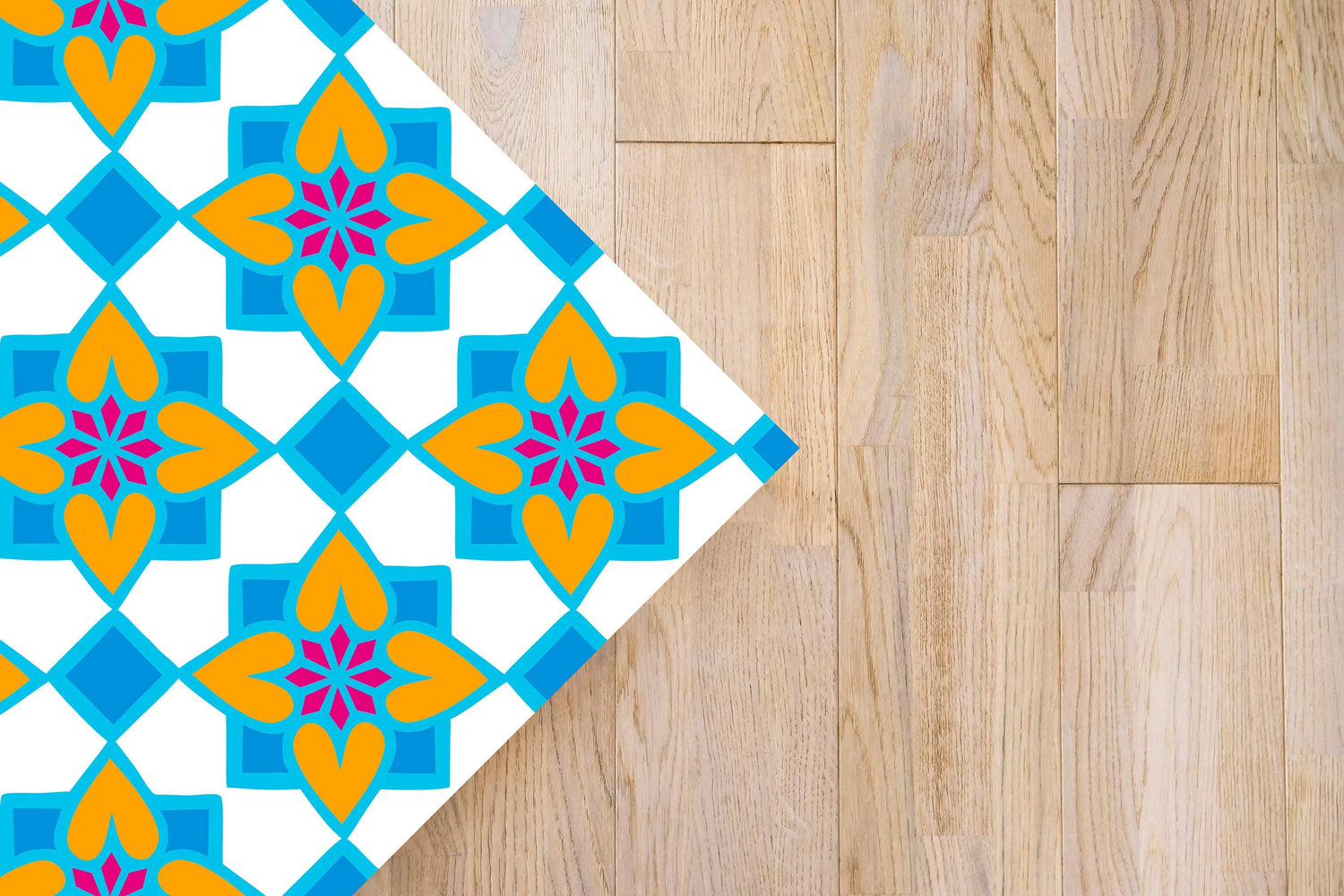 Alfombra Agatha Ruiz de la Prada Baldosas Flores Naranja y Azul Home & Living