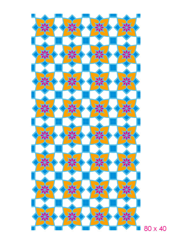 Alfombra Agatha Ruiz de la Prada Baldosas Flores Naranja y Azul Home & Living