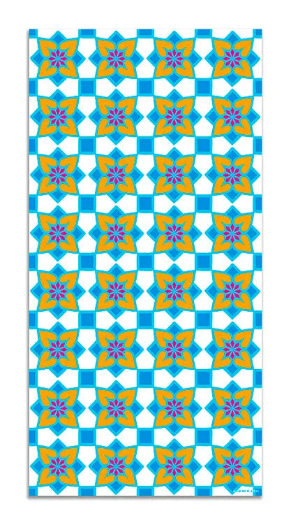 Alfombra Agatha Ruiz de la Prada Baldosas Flores Naranja y Azul Home & Living