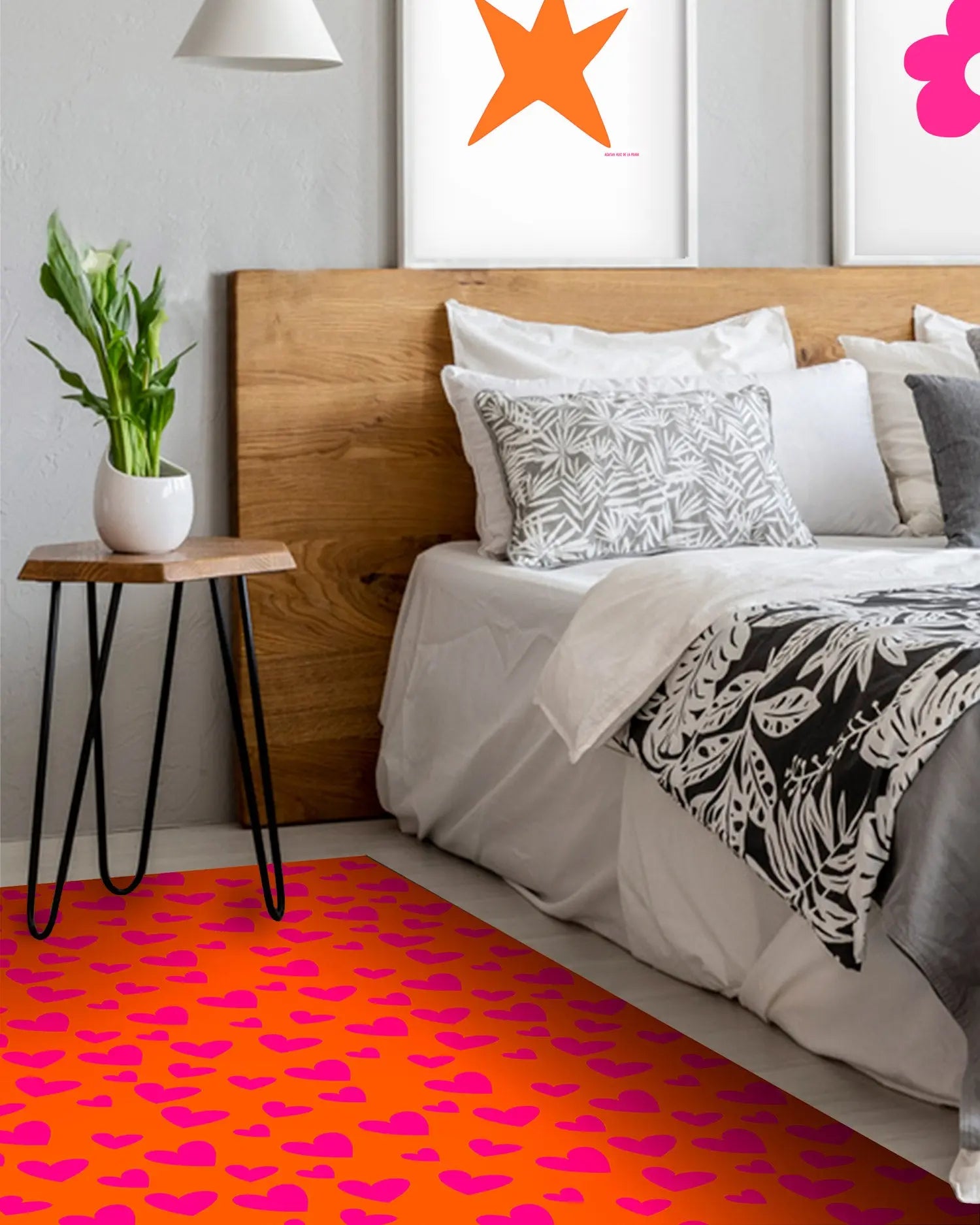 Alfombra Agatha Ruiz de la Prada Estampados Básicos Corazones Rosas y Naranjas Home & Living