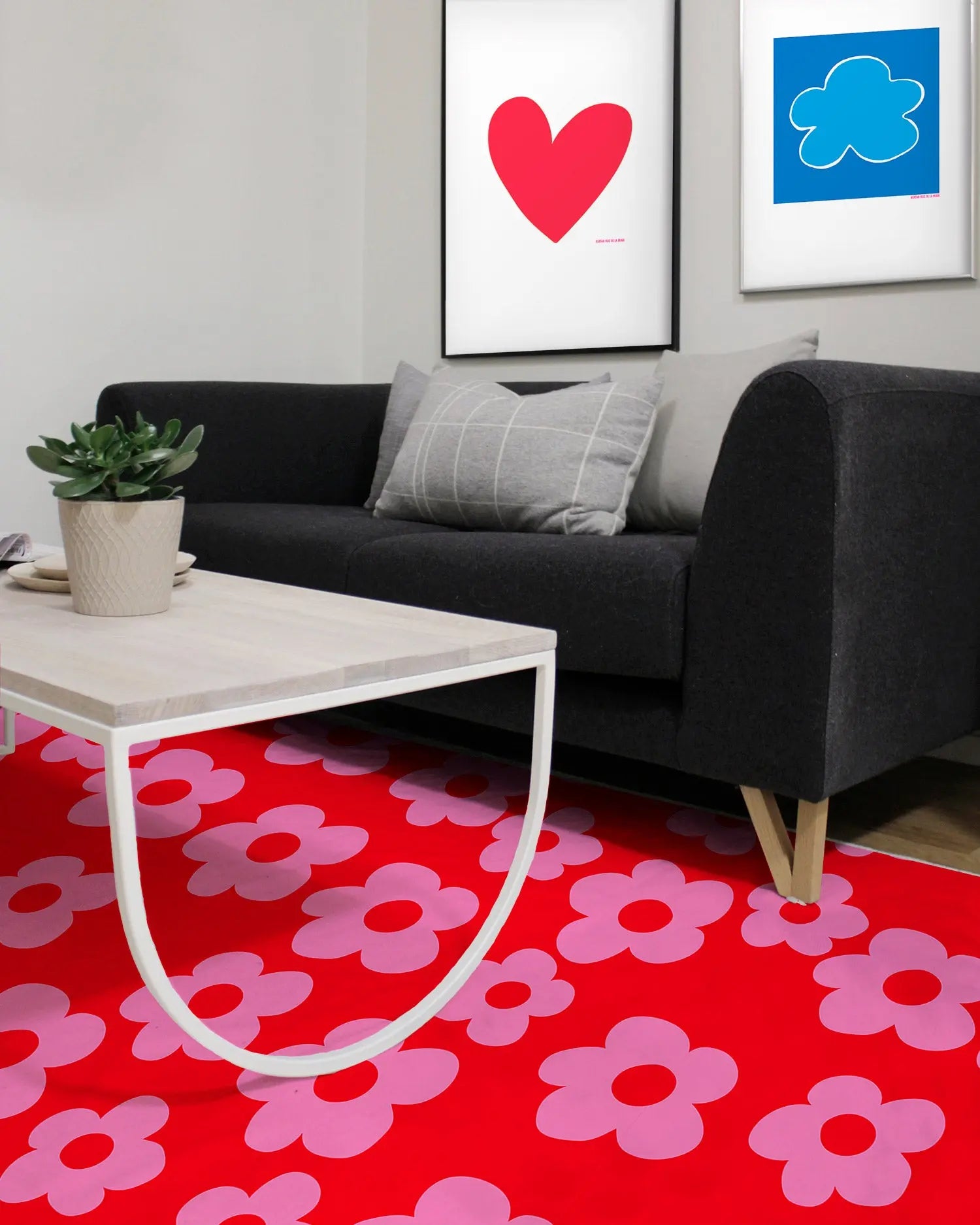 Alfombra Agatha Ruiz de la Prada Estampados Básicos Flores Rosas y Rojos Home & Living