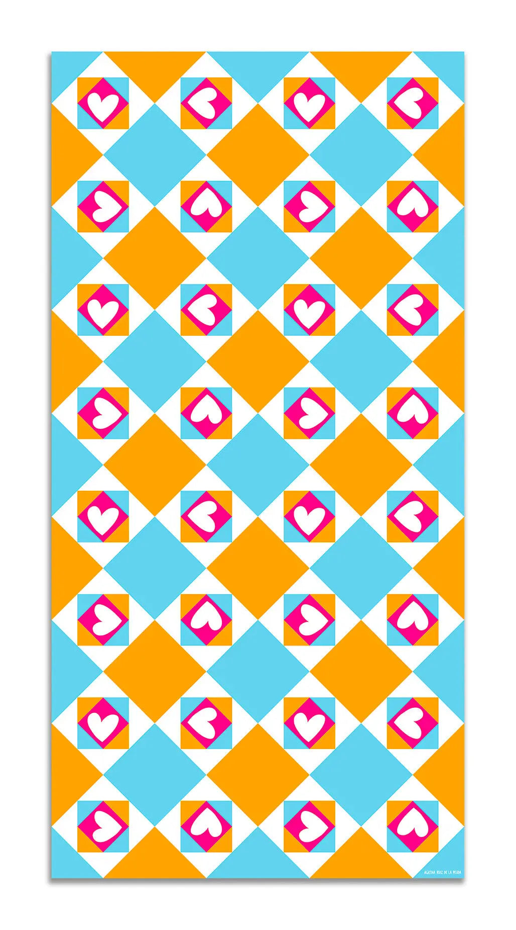 Alfombra Agatha Ruiz de la Prada Hidráulico Azul Baldosas Corazones Ladeados Home & Living