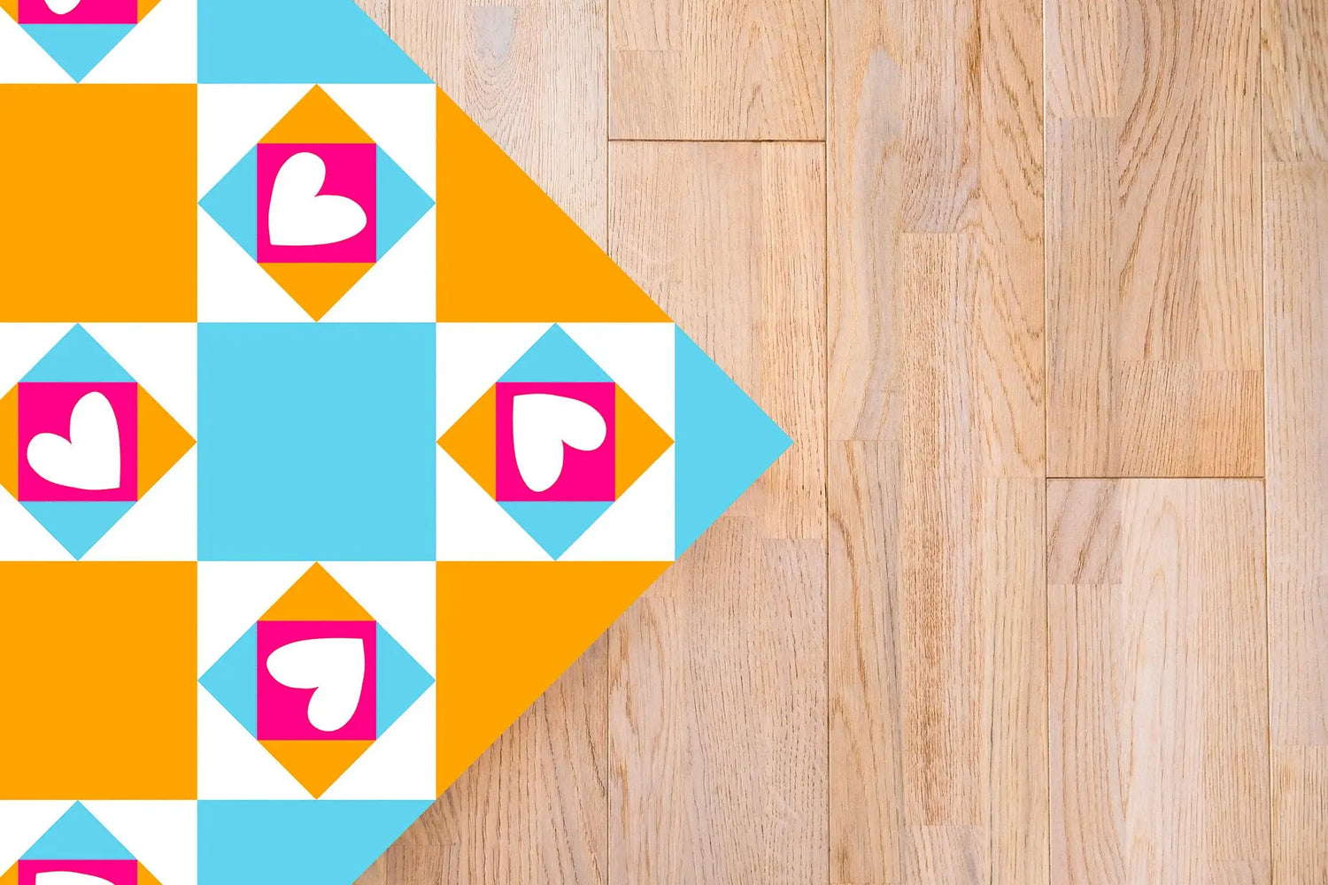Alfombra Agatha Ruiz de la Prada Hidráulico Azul Baldosas Corazones Ladeados Home & Living
