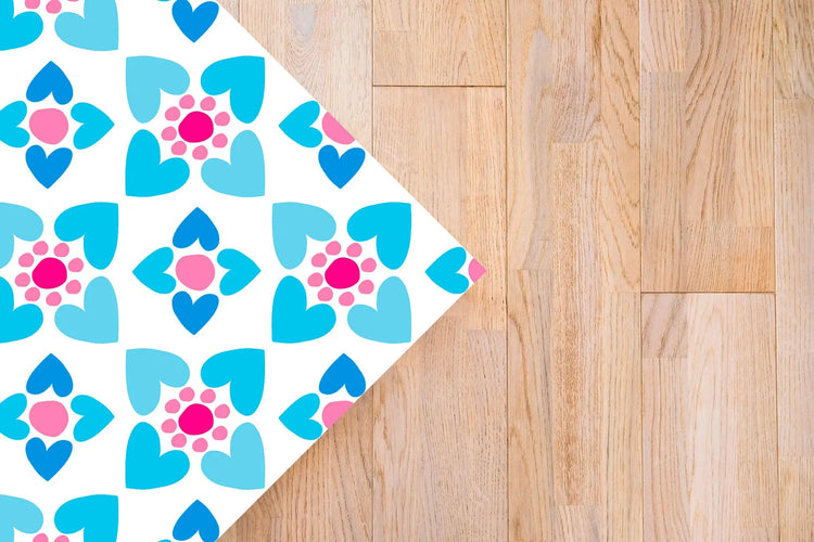 Alfombra Agatha Ruiz de la Prada Hidráulico Azul Baldosas Flores Bicolor Home & Living