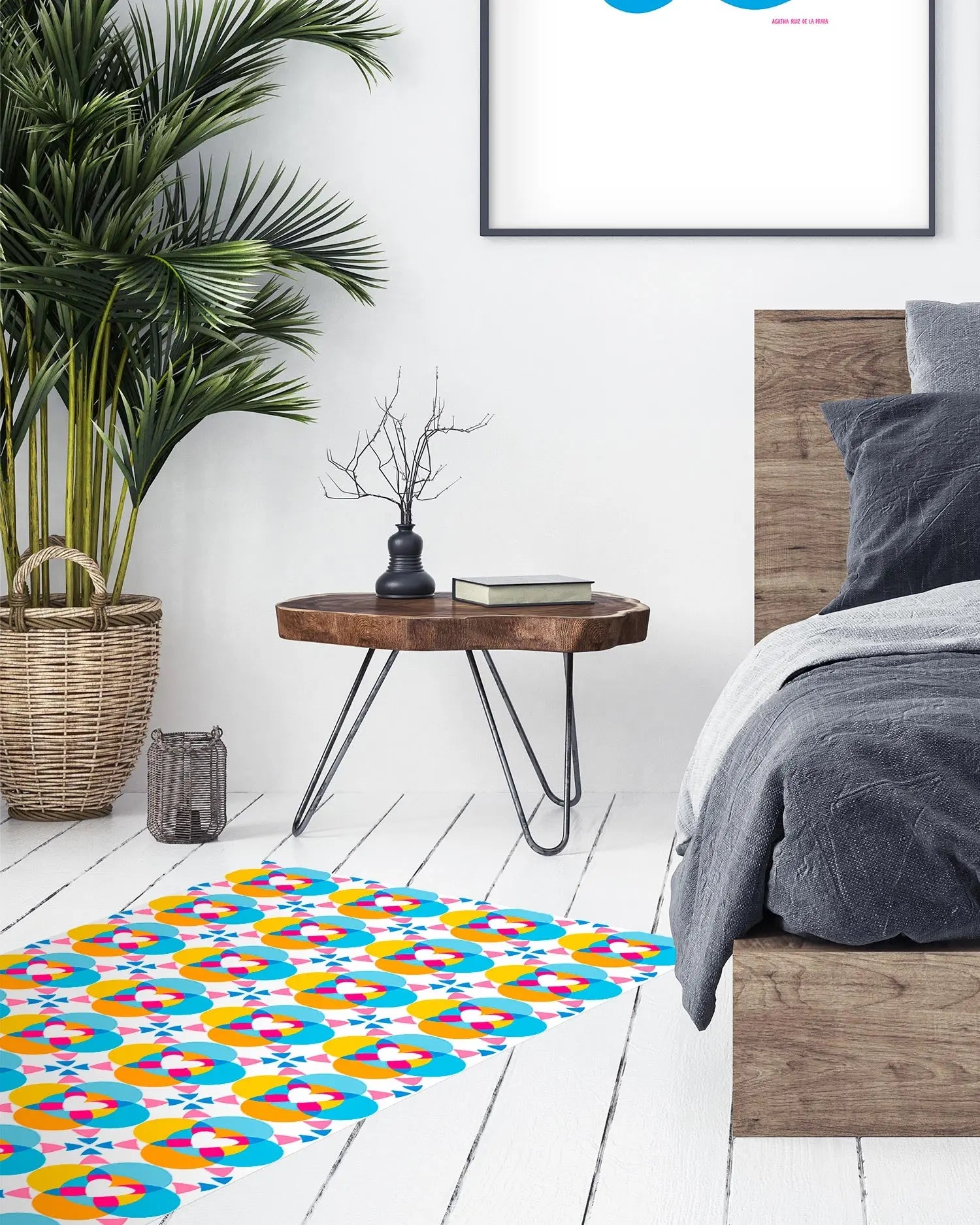 Alfombra Agatha Ruiz de la Prada Hidráulico Azul Corazones Caleidoscopio Home & Living