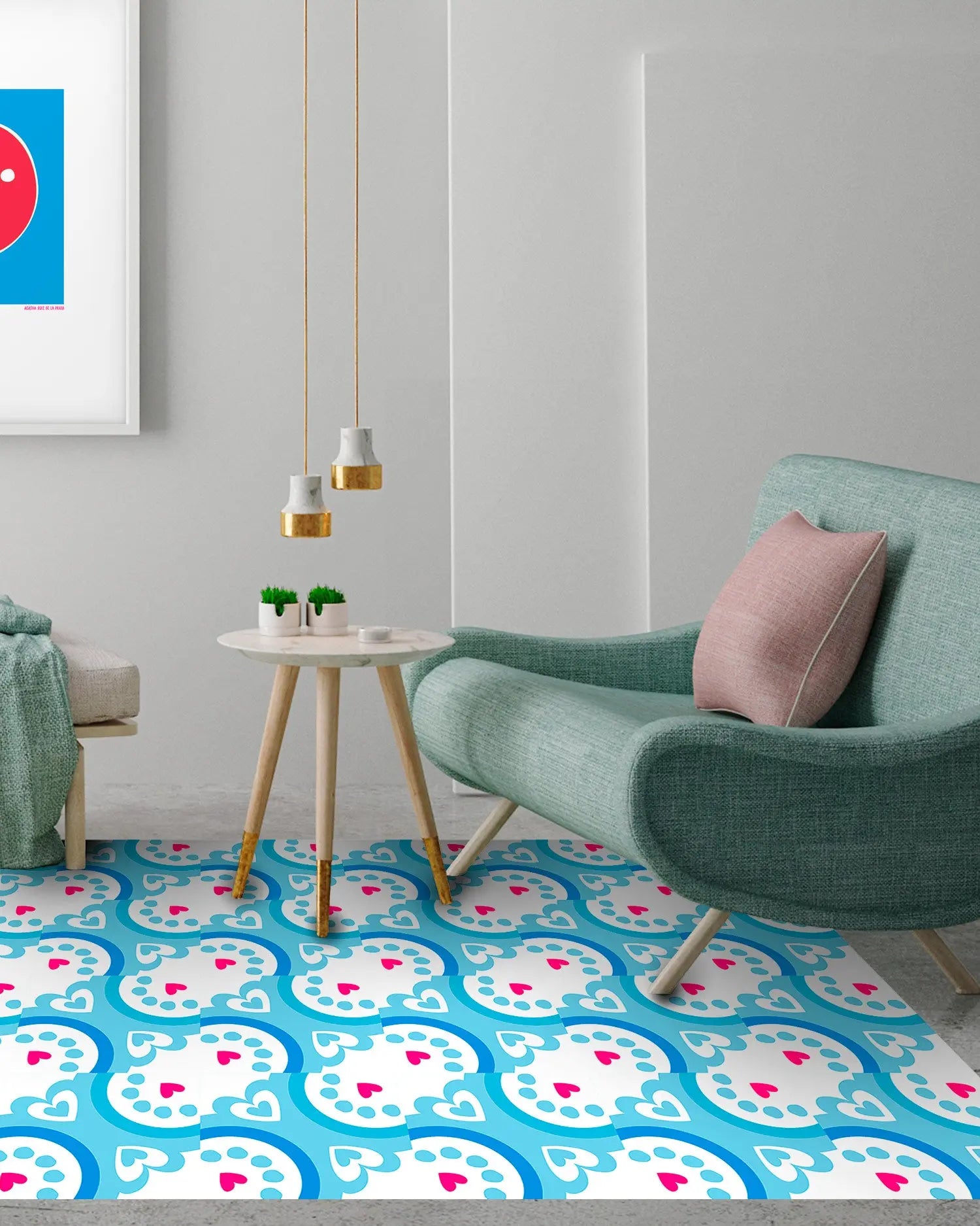 Alfombra Agatha Ruiz de la Prada Hidráulico Azul Mural Ondas Home & Living
