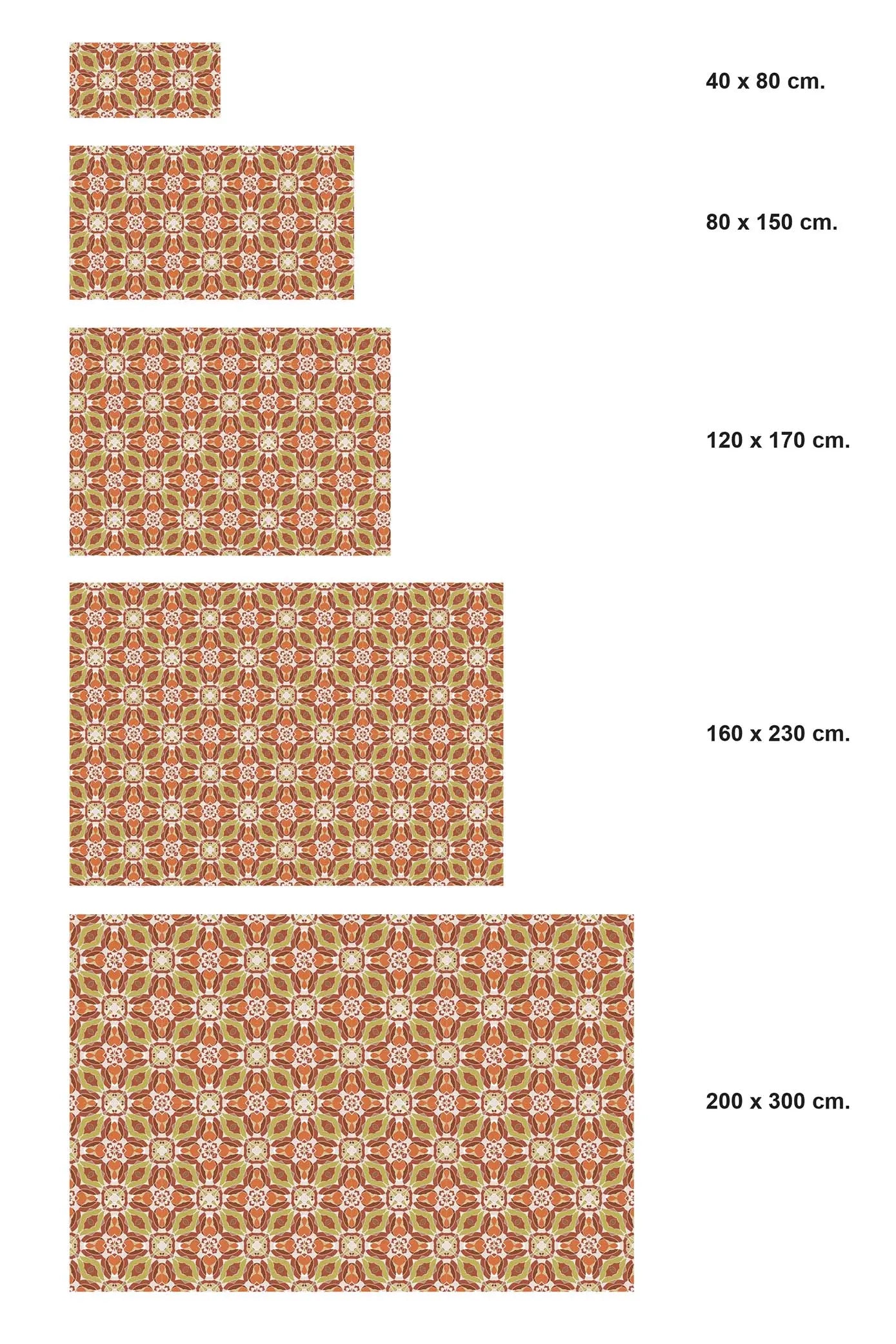 Alfombra Baldosín Oriental Caleidoscopio Naranja freeshipping - Home and Living