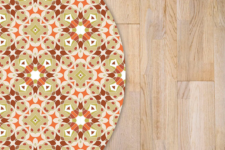 Alfombra Hidráulica Tipo Oriental Naranja Redonda freeshipping - Home and Living