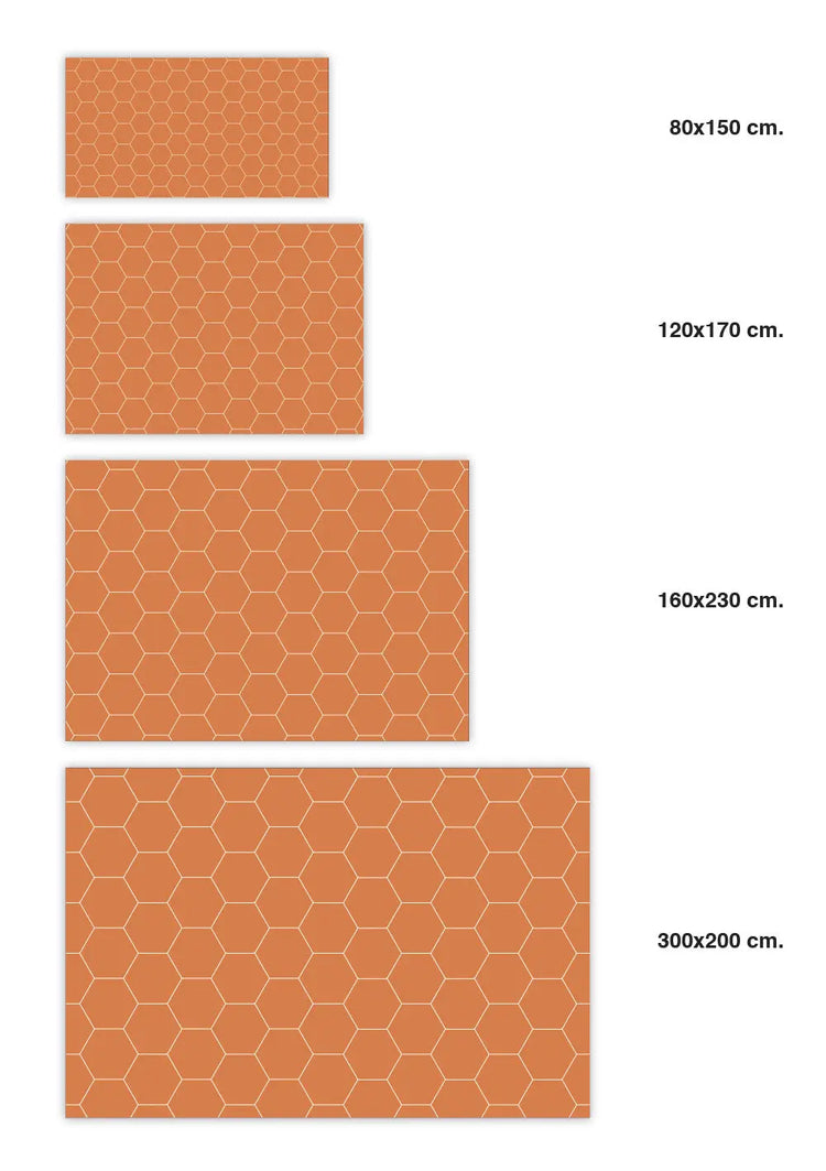 Alfombra Vinílica Mosaico Hexágonos Naranja freeshipping - Home and Living
