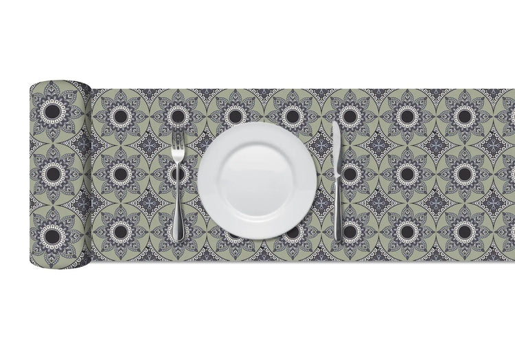 Camino de Mesa Vinílico Hidráulico Mandala Azul freeshipping - Home and Living