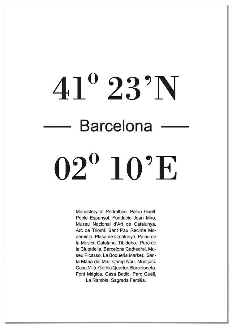 Cuadro Coordenadas de Barcelona Home & Living