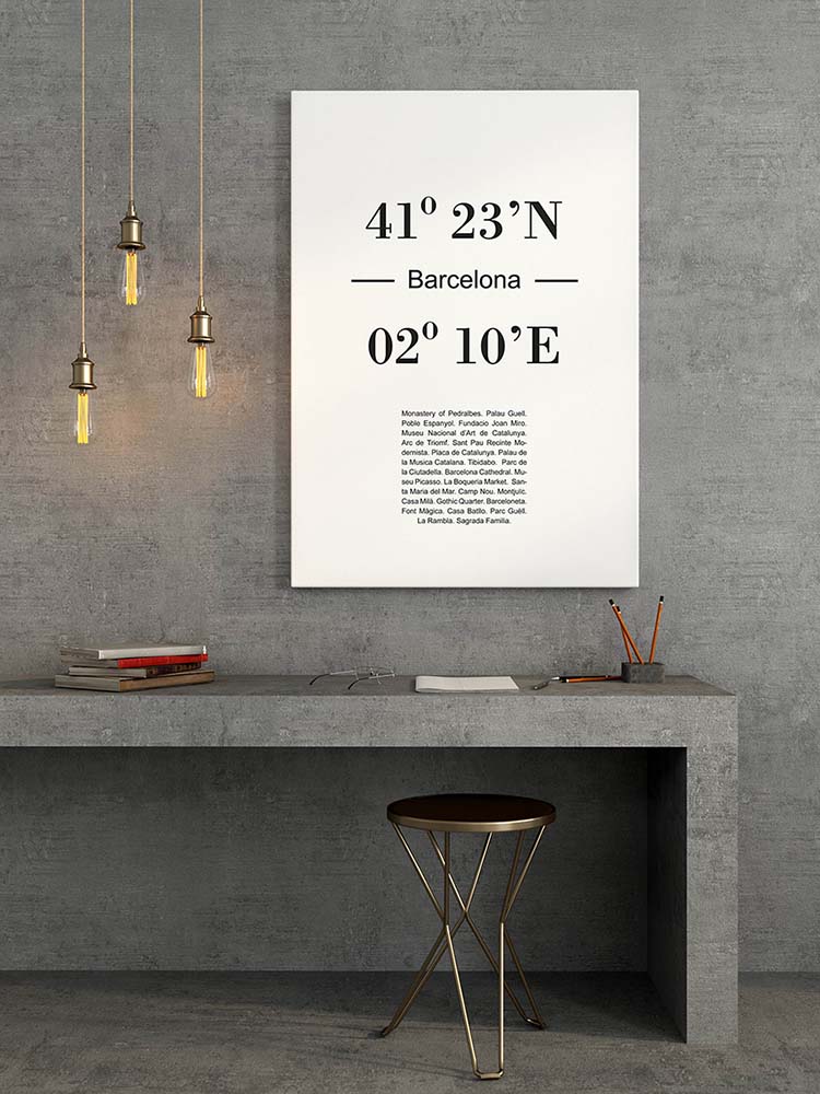 Cuadro Coordenadas de Barcelona Home & Living