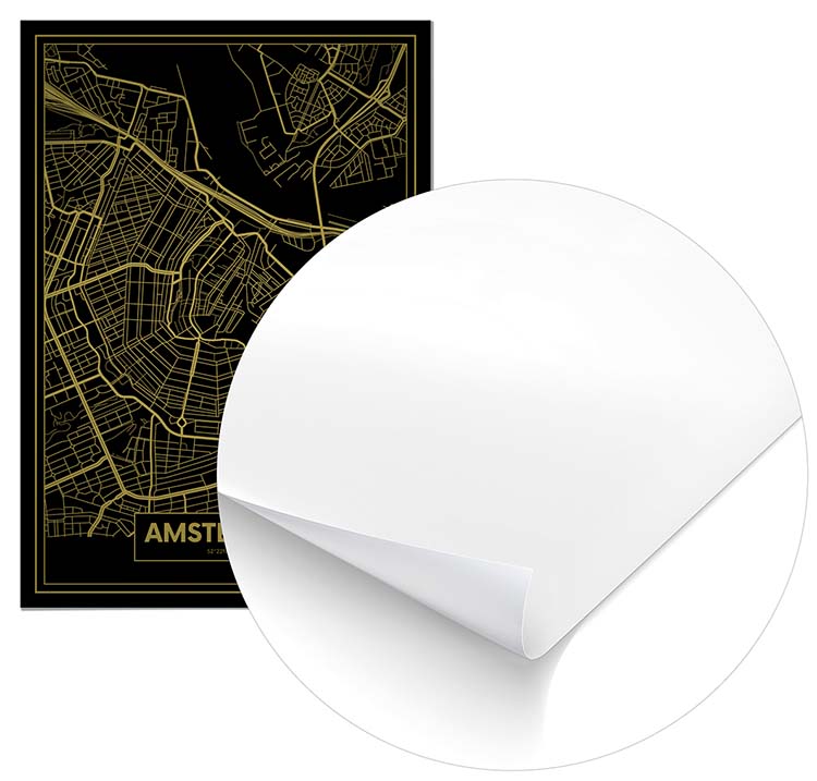 Cuadro Mapa Ámsterdam Color Oro Home & Living