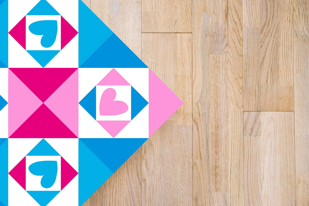 Alfombra Agatha Ruiz de la Prada Baldosas Corazones Azul y Rosa Home & Living 