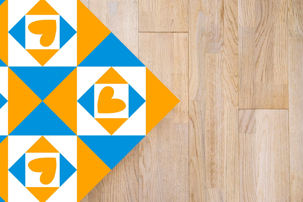 Alfombra Agatha Ruiz de la Prada Baldosas Corazones Naranja y Azul Home & Living 