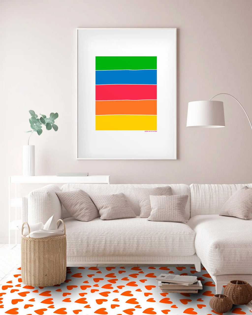 Alfombra Agatha Ruiz de la Prada Estampados Básicos Corazones Naranjas y Blancos Home & Living 