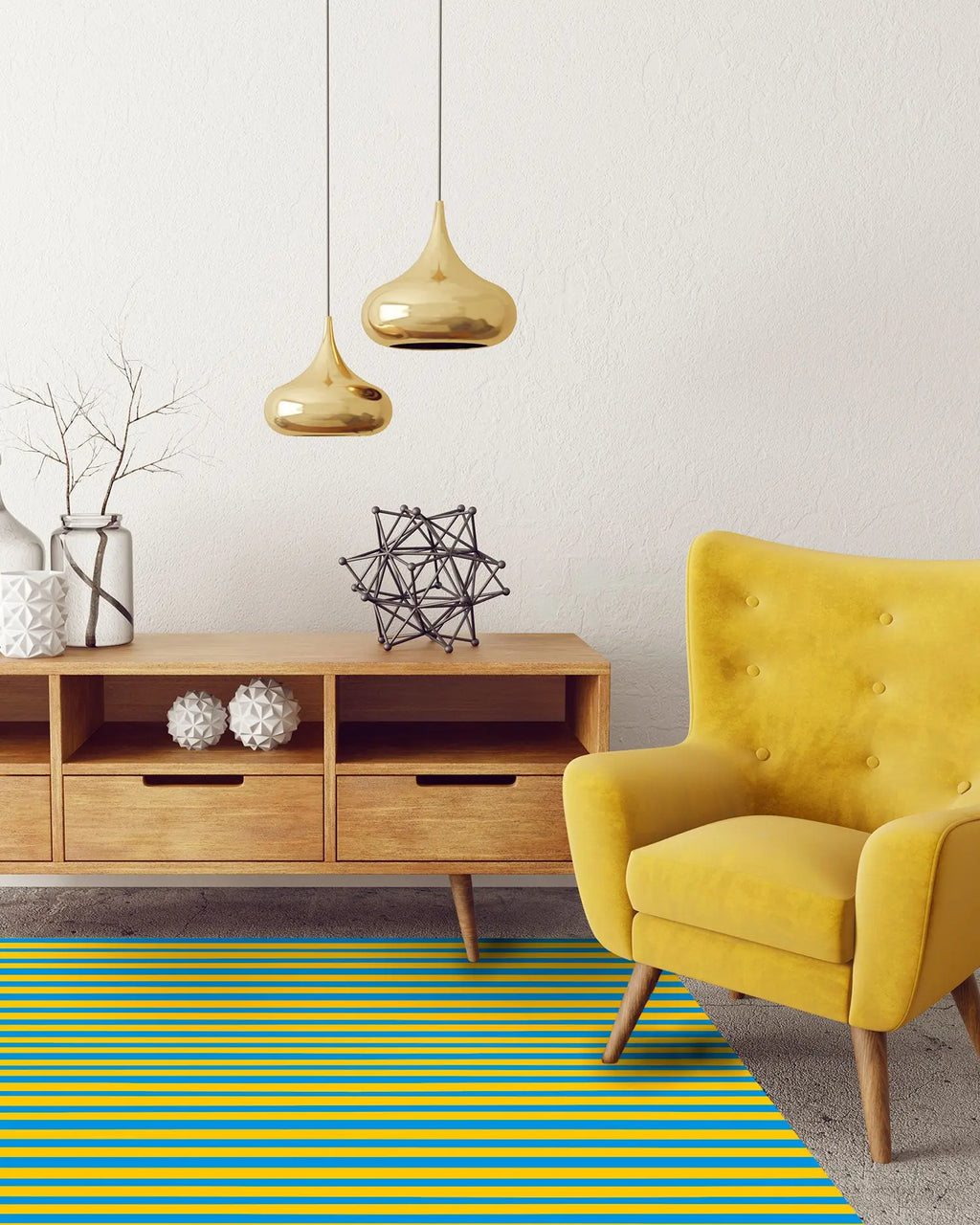 Alfombra Agatha Ruiz de la Prada Estampados Básicos Líneas Amarillas y Azules Oscuro Home & Living 