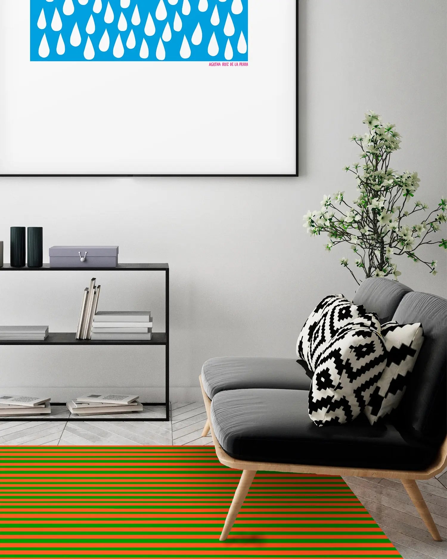 Alfombra Agatha Ruiz de la Prada Estampados Básicos Líneas Naranjas y Verdes Home & Living 
