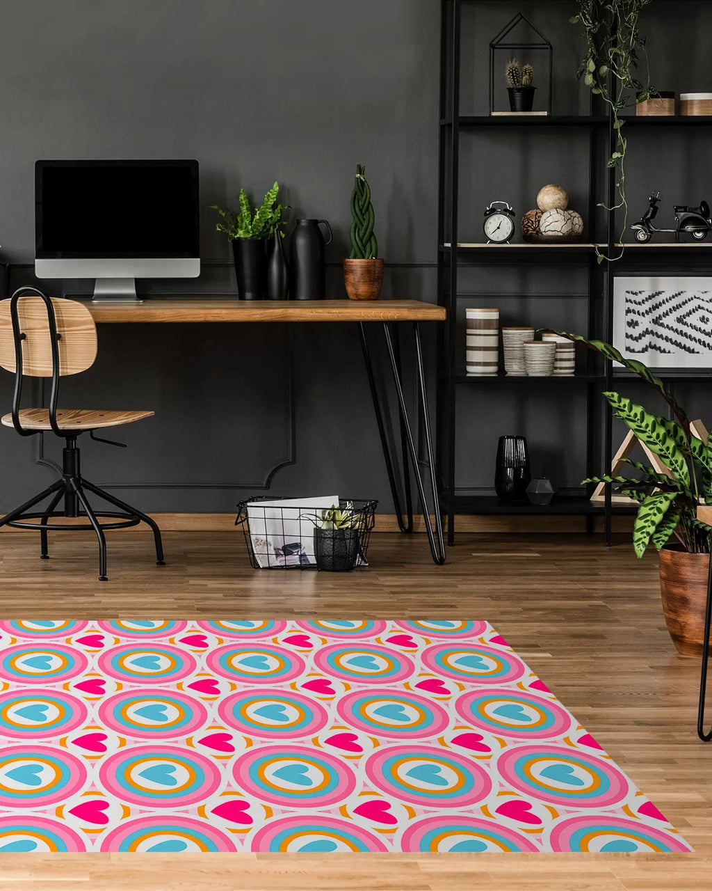 Alfombra Agatha Ruiz de la Prada Hidráulico Azul Corazones Retro Home & Living 