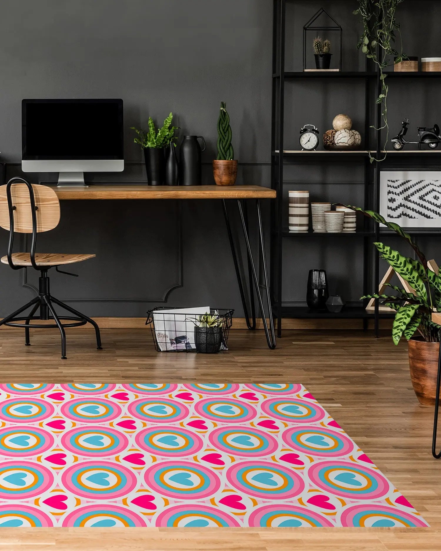 Alfombra Agatha Ruiz de la Prada Hidráulico Azul Corazones Retro Home & Living 