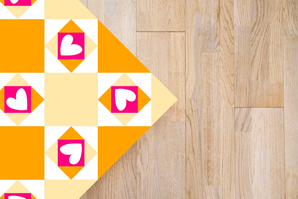 Alfombra Agatha Ruiz de la Prada Hidráulico Crema Baldosas Corazones Ladeados Home & Living 