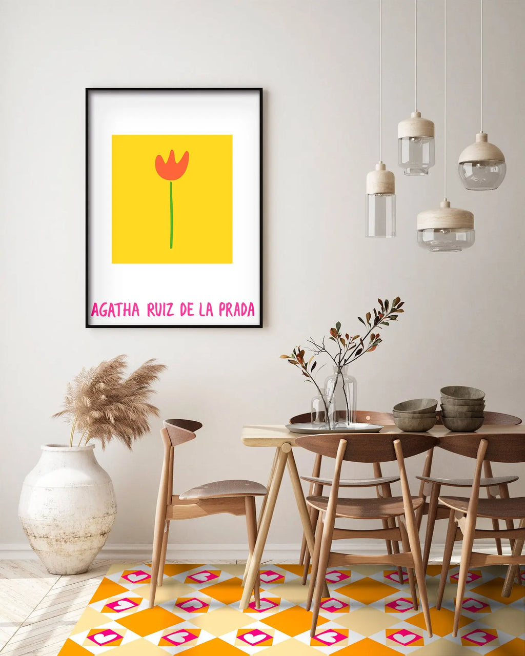 Alfombra Agatha Ruiz de la Prada Hidráulico Crema Baldosas Corazones Ladeados Home & Living 