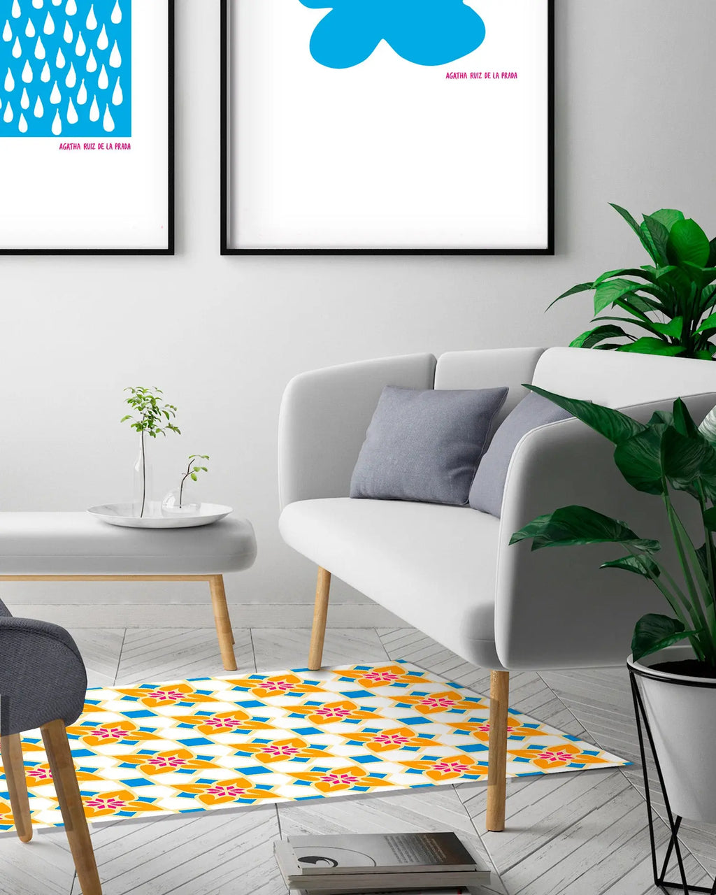 Alfombra Agatha Ruiz de la Prada Hidráulico Crema Baldosas Flores Home & Living 