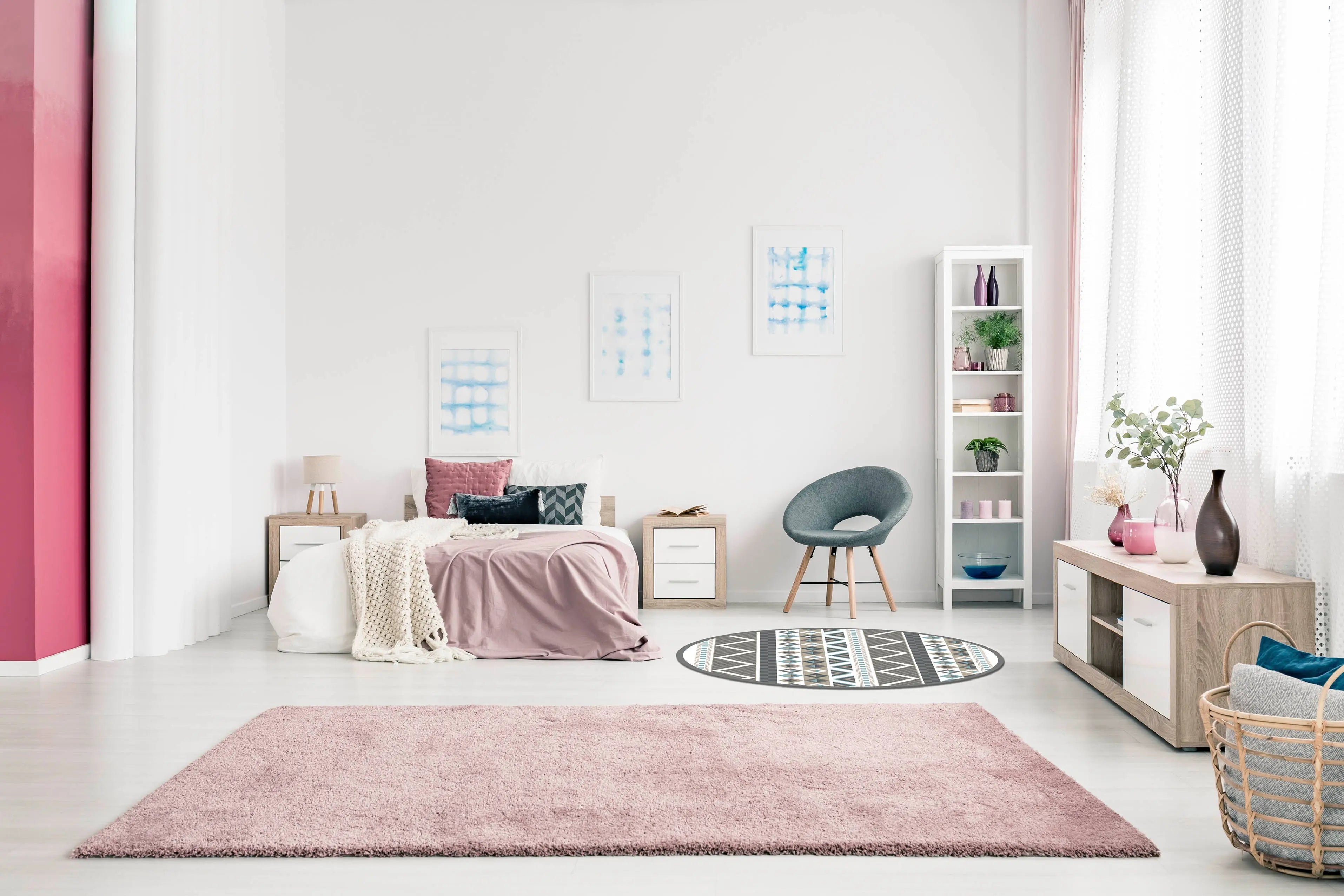 Alfombra Azteca Azul Redonda freeshipping - Home and Living