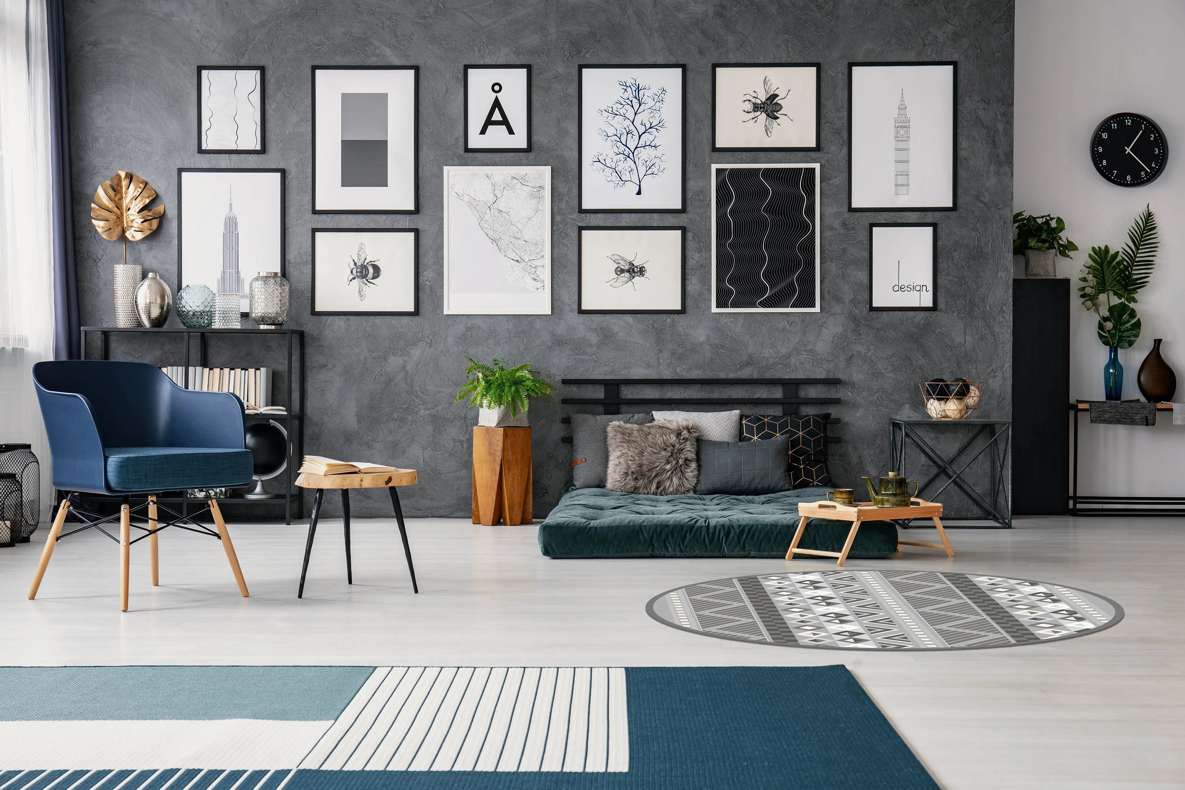 Alfombra Azteca Gris Redonda freeshipping - Home and Living