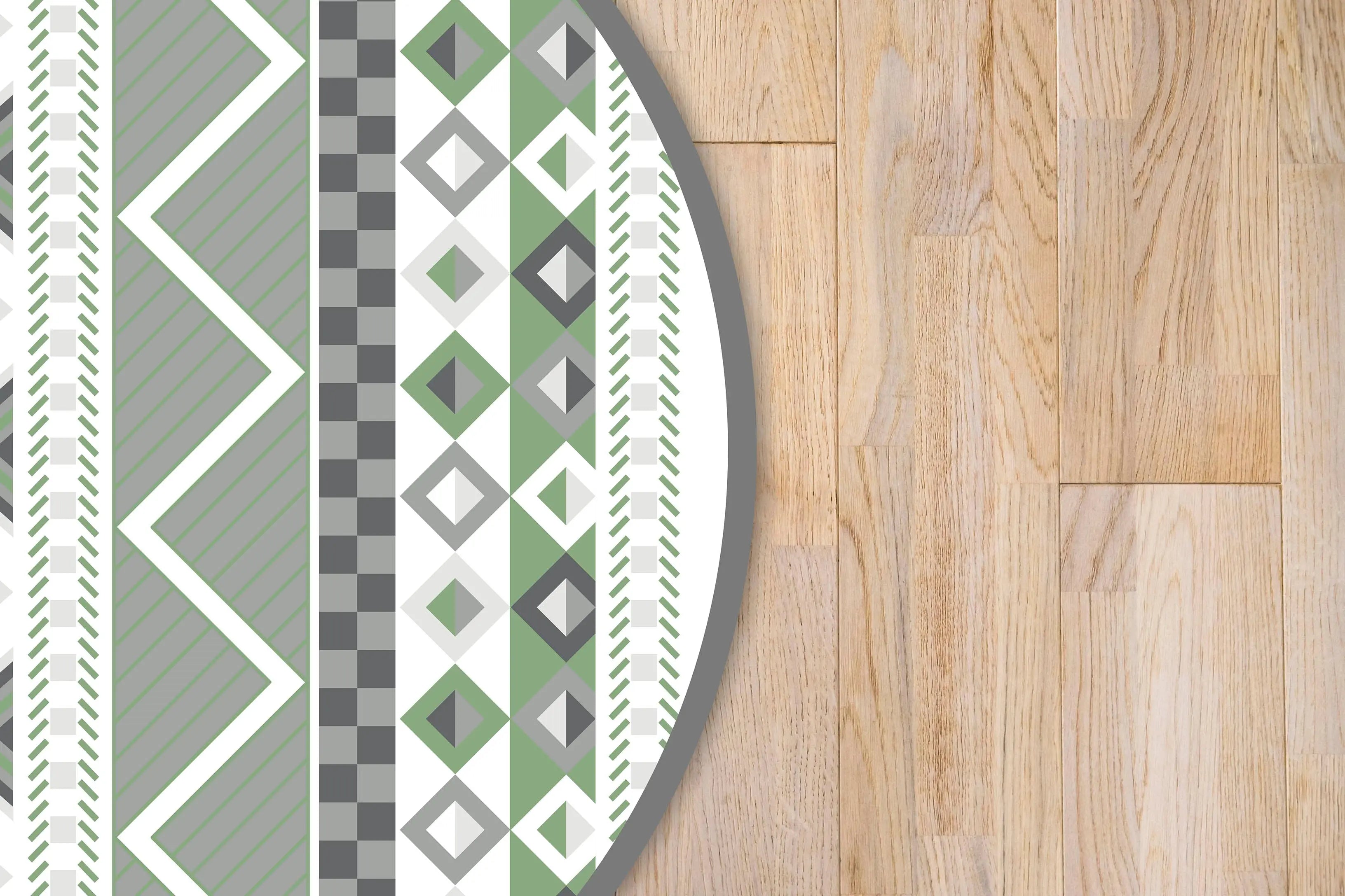 Alfombra Azteca Verde Redonda freeshipping - Home and Living