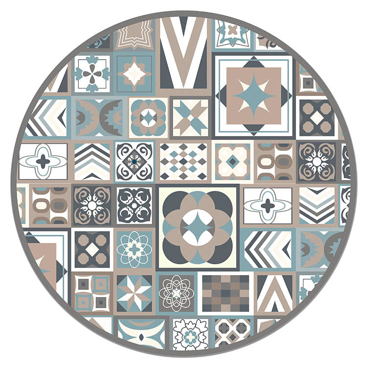 Alfombra Azul Baldosa Hidráulica Redonda Home & Living 