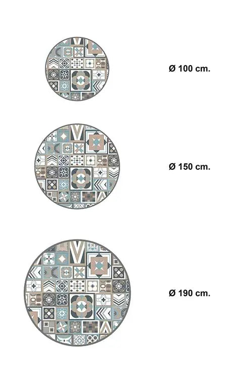 Alfombra Azul Baldosa Hidráulica Redonda Home & Living 