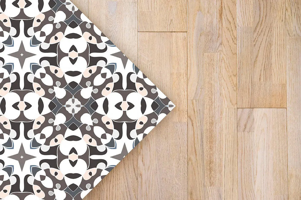 Alfombra Azulejo Hidráulico Tipo Oriental Gris freeshipping - Home and Living