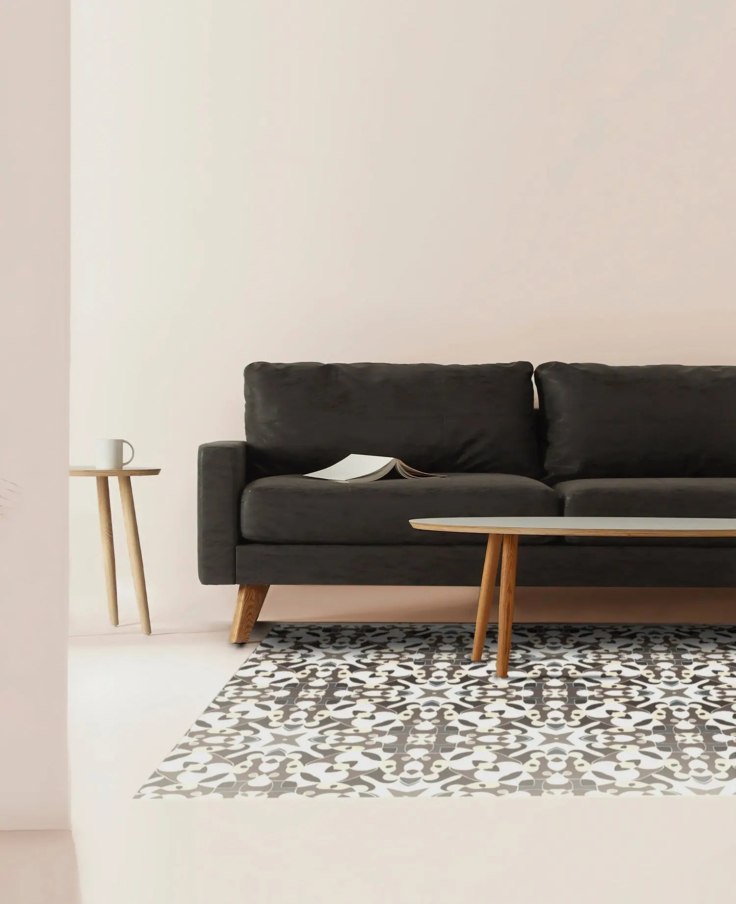 Alfombra Azulejo Hidráulico Tipo Oriental Gris freeshipping - Home and Living