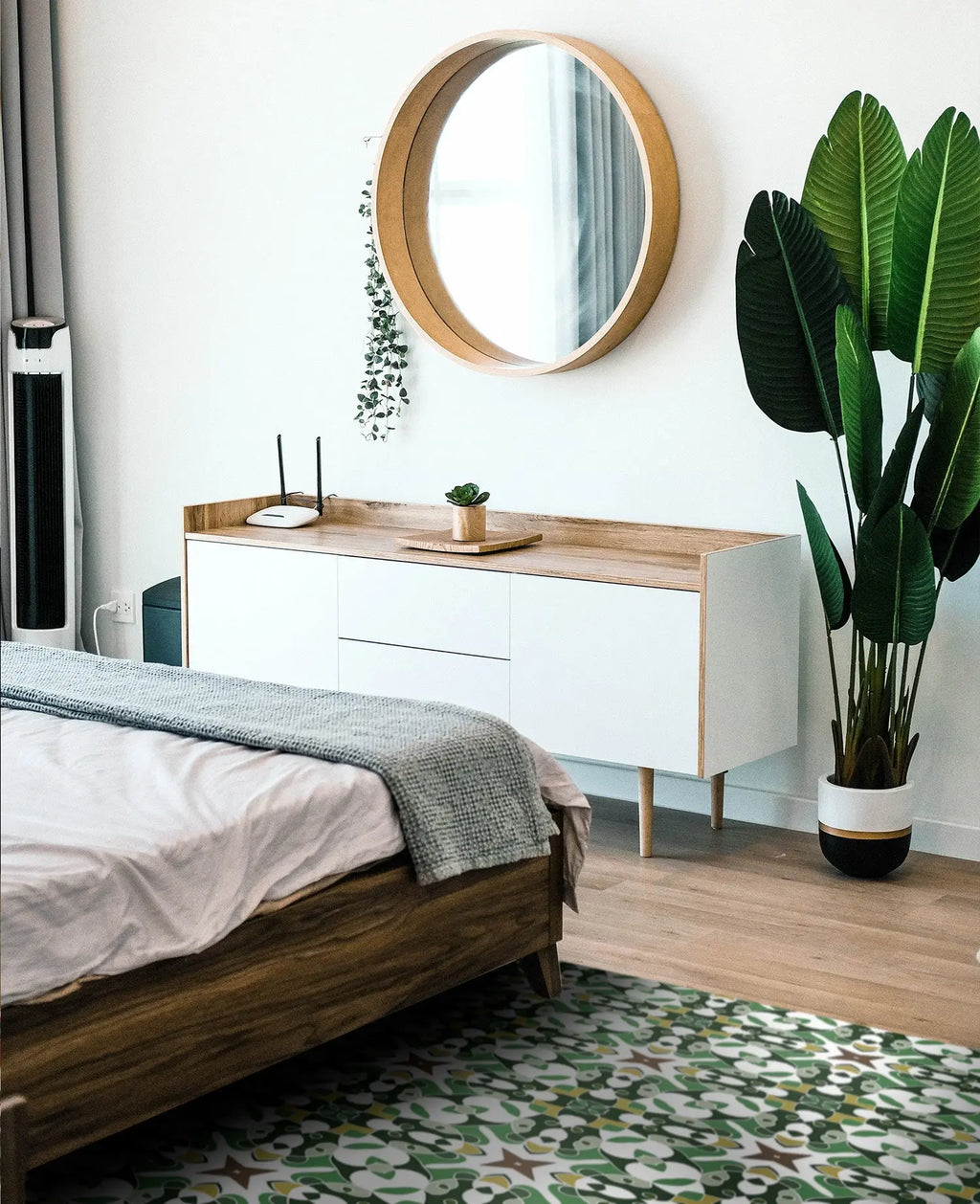 Alfombra Azulejo Hidráulico Tipo Oriental Verde freeshipping - Home and Living