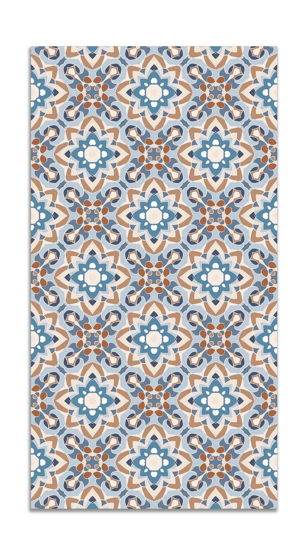 Alfombra Azulejo Oriental Floreada Azul freeshipping - Home and Living