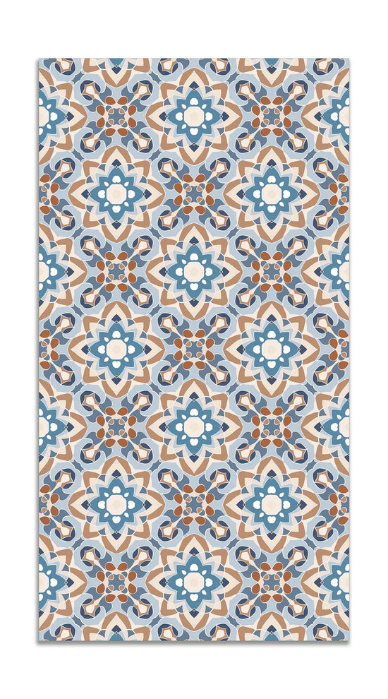 Alfombra Azulejo Oriental Floreada Azul freeshipping - Home and Living