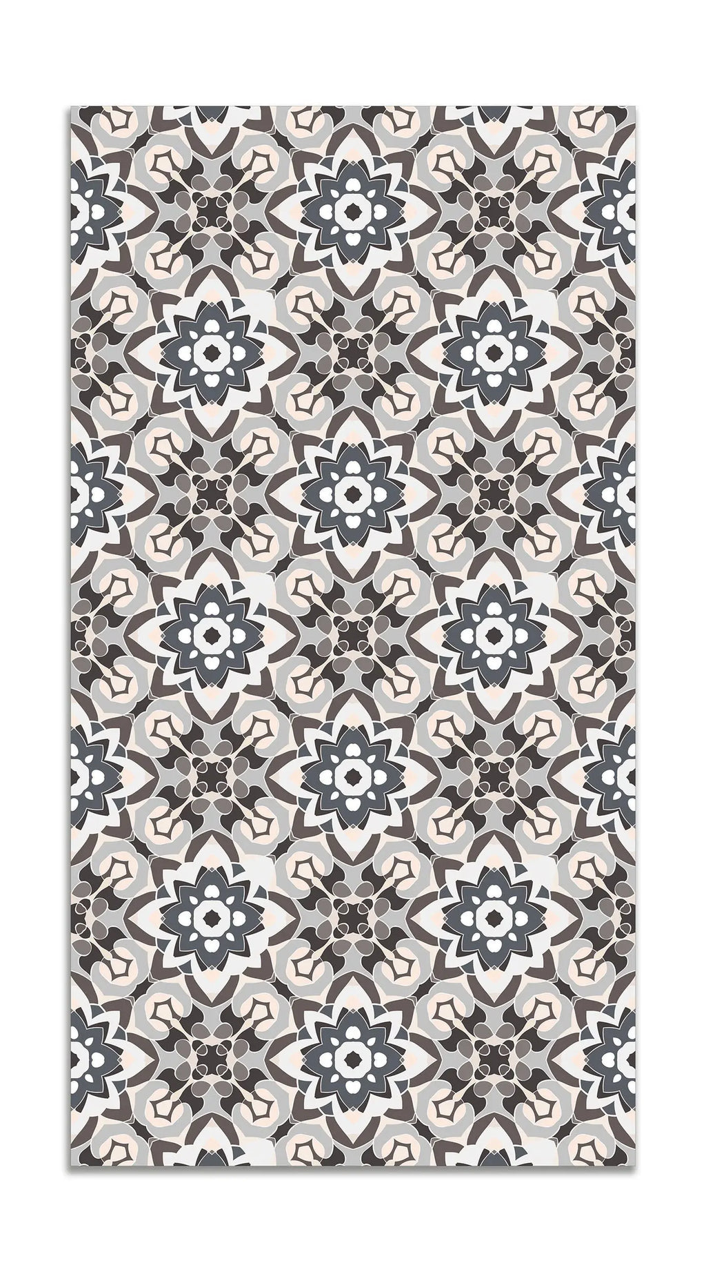 Alfombra Azulejo Oriental Floreada Gris freeshipping - Home and Living