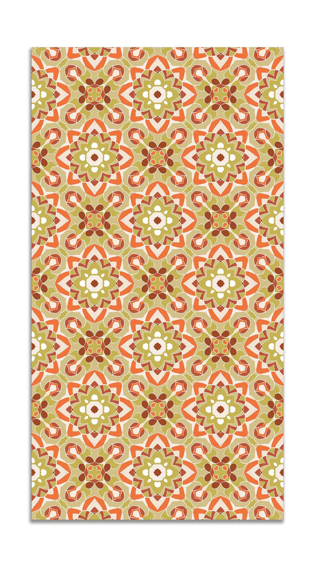 Alfombra Azulejo Oriental Floreada Naranja freeshipping - Home and Living