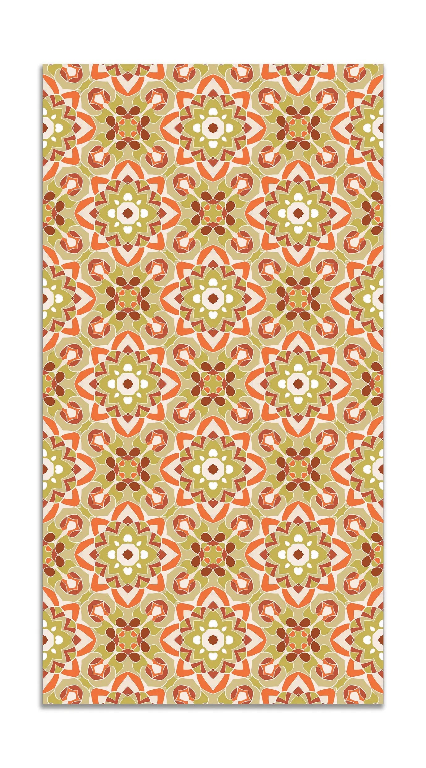 Alfombra Azulejo Oriental Floreada Naranja freeshipping - Home and Living