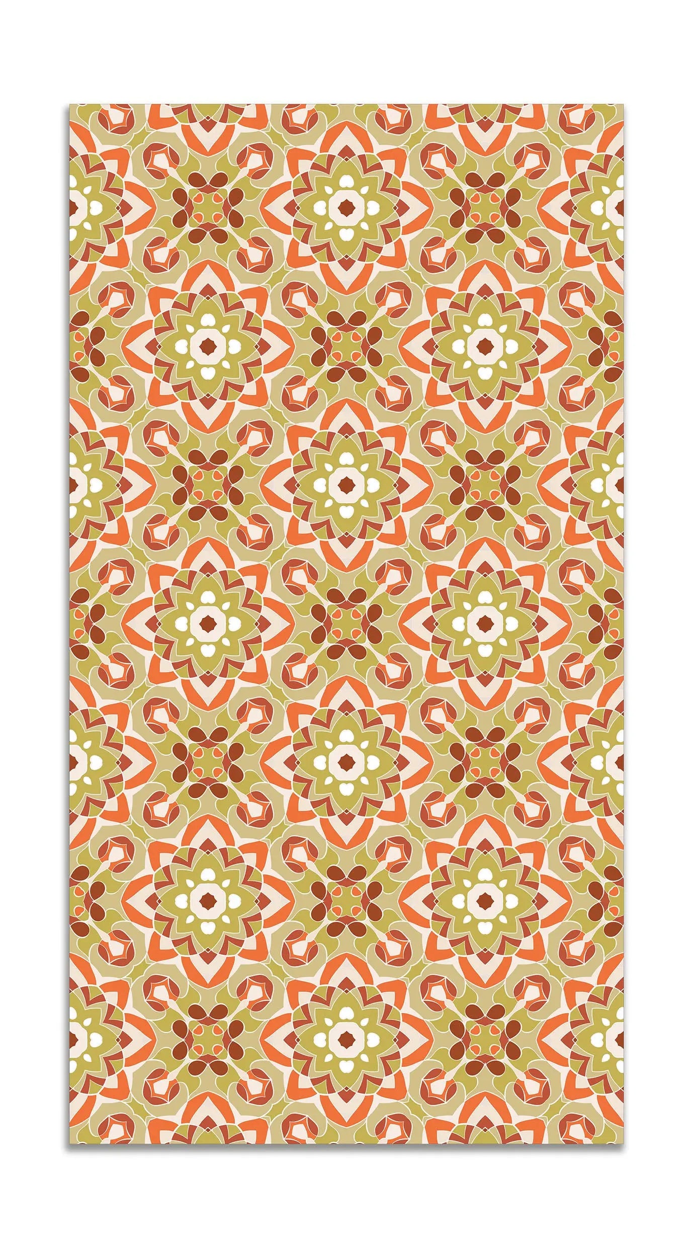 Alfombra Azulejo Oriental Floreada Naranja freeshipping - Home and Living
