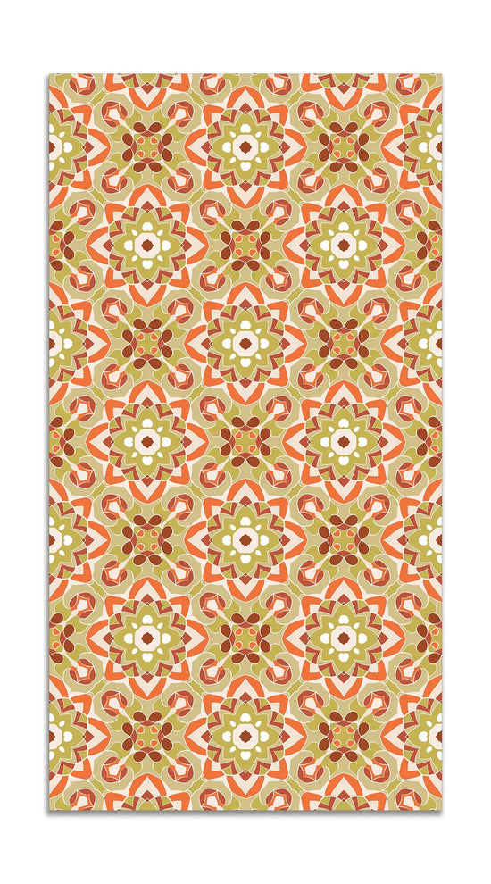 Alfombra Azulejo Oriental Floreada Naranja freeshipping - Home and Living