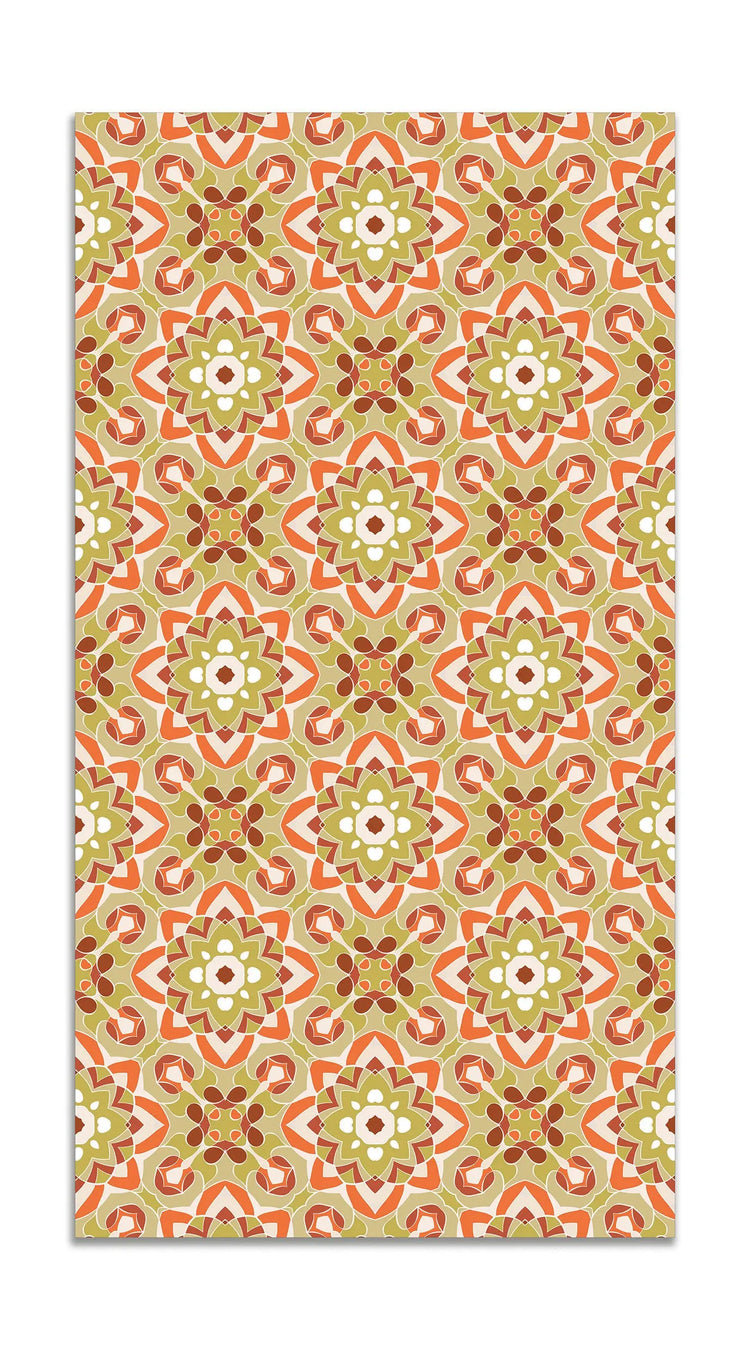 Alfombra Azulejo Oriental Floreada Naranja freeshipping - Home and Living