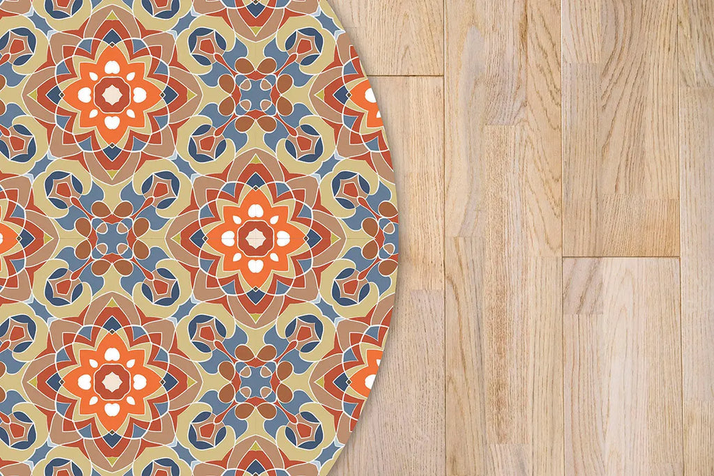 Alfombra Azulejo Oriental Floreada Original Redonda freeshipping - Home and Living